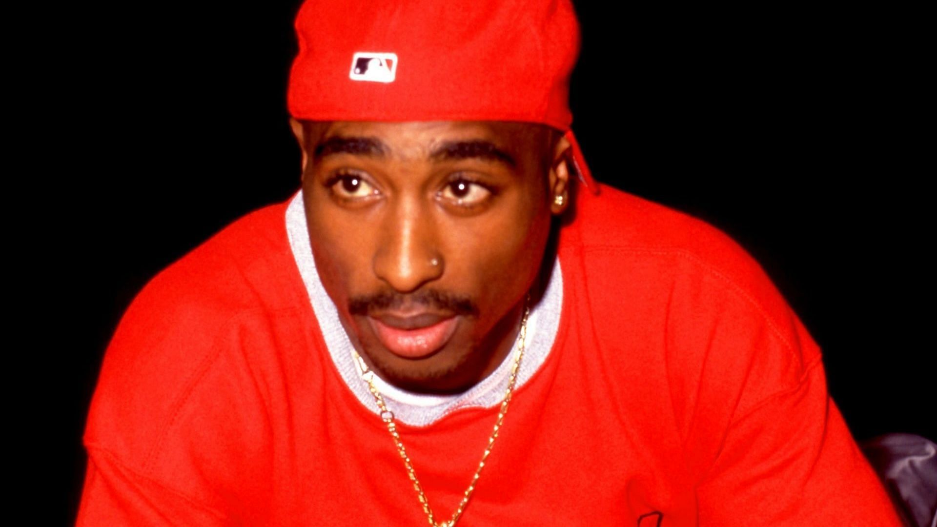 Tupac Shakur poses for a portrait during the 1994 Source Awards on April 25, 1994, at the Paramount Theatre in New York City, New York. (Image via Getty/Bob Berg)